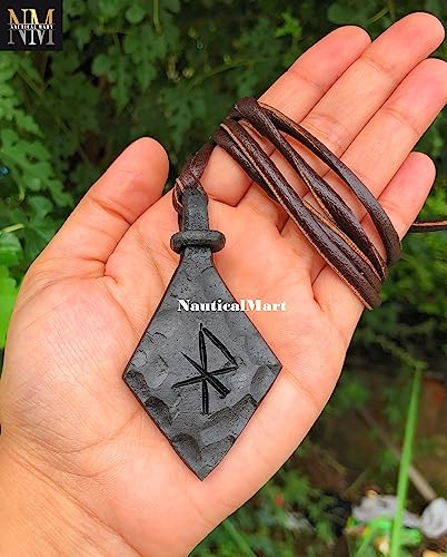 Hand Forged Iron Love Rune Pendant Viking Runic Amulet Nordic Pendant Talisman Necklace Norse Runes Jewelry3