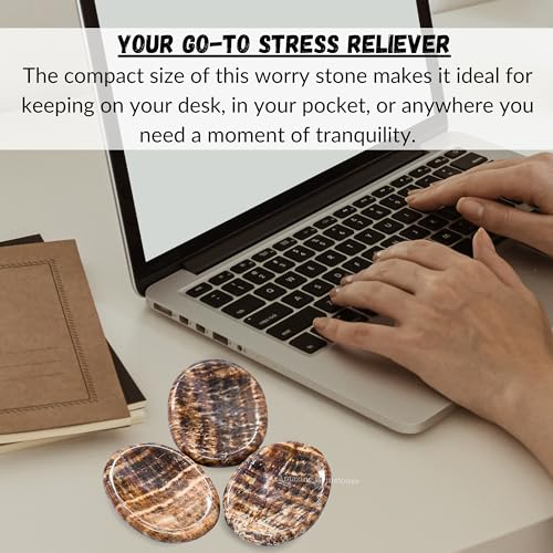 Image of Amazing Gemstone Aragonite Worry Stone Crystals and Healing Stones - Worry Stones for Stress Relief Gift - Piedra Crystal Fidget for Meditation, Relaxation - Unique Stocking Stuffers & Birthday Gifts
