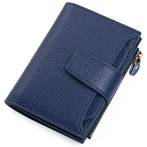 Image of Falan Mule Women's Royal Blue Leather Wallet with RFID Blocking, Card Holders, and Coin Pouch