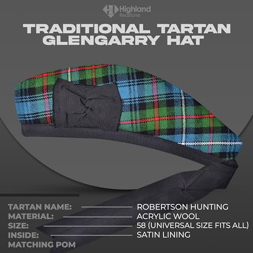 Image of Glengarry Cap-Traditional Scottish Hat, Acrylic Wool Tartan Glengarry hat, Kilts /Bagpipes Accessories