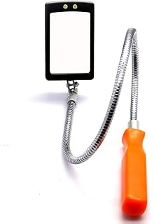 Inspection Mirror, LED Lighted Flexible Mechanic Mirror Cool Lighted 360 Swivel for Extra Viewing Dead Angle, Line of Sight Obstacle Area Mechanic Automotive Gifts with 2 LED
