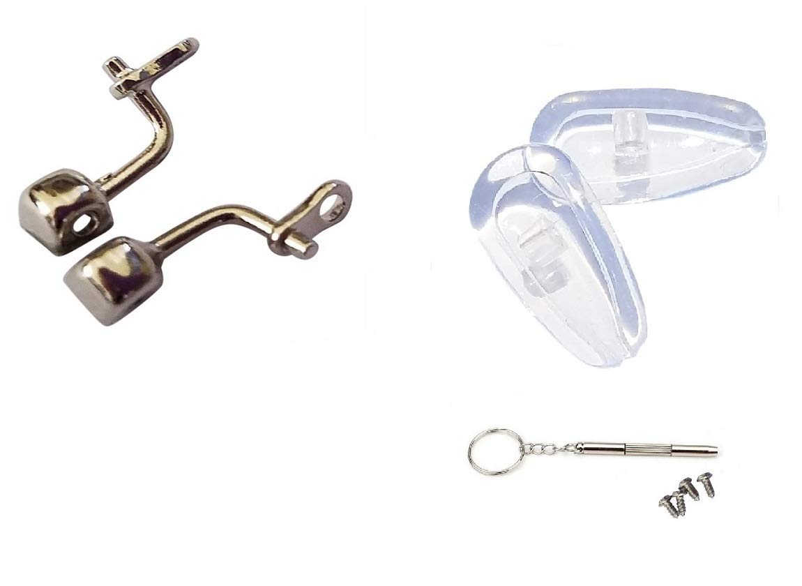 Eyeglass Nose Pad Arm with Soft Cushion Nose Pads Repair Replacement Kit (Type E-b)