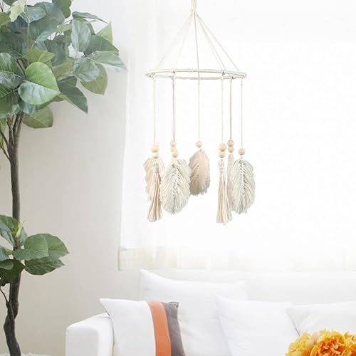 Miniatura 2 de Boho cuna móvil colgante de pared boho guardería decoración macramé hojas colgador tapiz tejido neutral cuna móvil móvil bebé techo móvil bebé bebé