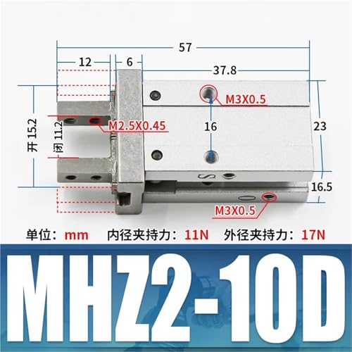 Pince pneumatique MHZ2-10D à double effet en aluminium robuste