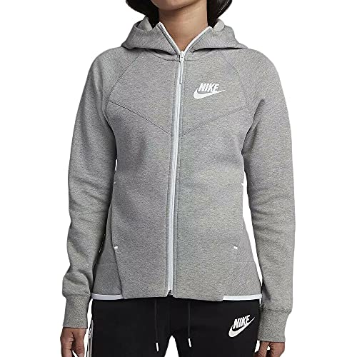 Nike Sportswear Tech フリース ウィンドランナー レディース フルジップパーカー (ダークグレーヘザー/ホワイト、M)