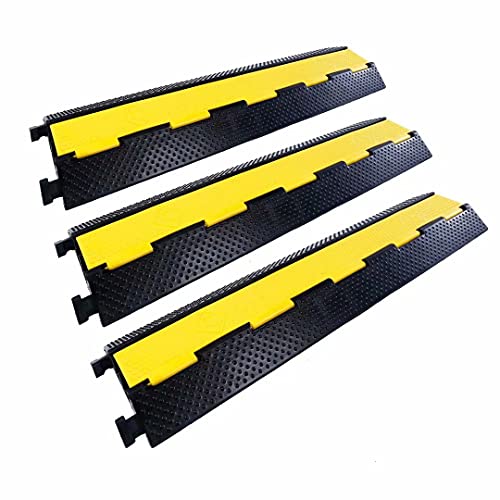 Rubber 2-Channel Cable Ramp (3 pack) with Interlocking Modules