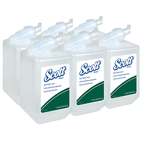 Image of Scott Professional Skin Relief Lotion (35365), Fragrance Free, No Dye, Creamy Texture, White, 1.0 L Bottles, 6 Bottles / Case