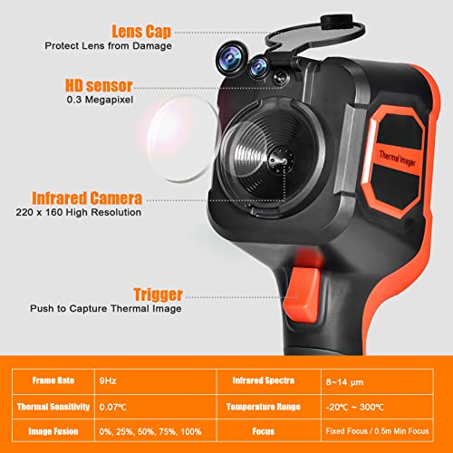 Image of BTMETER Thermal Imaging Camera Gun, Infrared Temperature Imager 300,000 Pixels with 220 x 160 IR Resolution 6G Image Storage Measure Temp -4F~626F