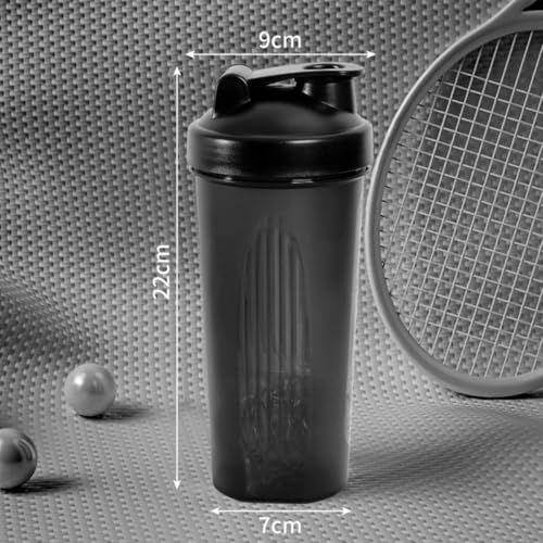 700ml Eiwitshakefles met Metalen bal en 2 Schoonmaakborstels, Lekvrije Shakerfles met Klapdeksel van Roestvrij Staal, BPA-vrij, voor Buitensportliefhebbers, Mannen en Vrouwen - Afbeelding 3