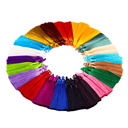 Forise 40pcs Tassels Mix 20 Fashion Silky Elegant Tassels Fit for DIY Jewelry Making Accessories,90mm