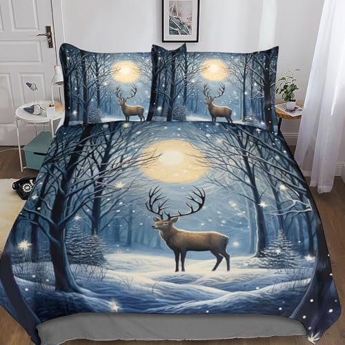 Housse de couette 3d deer parure de lit animaux microfibre 3 pi - 2