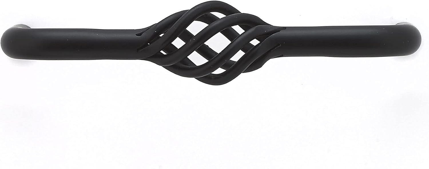 Richelieu Hardware BP10696900 Champs-Élysées Collection 3 3/4-inch (96 mm) Center-to-Center Matte Black Traditional Birdcage Shaped Cabinet and Drawer Pull Handle for Kitchen, Bathroom, and Furniture