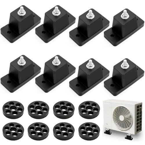 WRINGKIT 8 Pack Rubber Vibration Isolator Mounting Bracket, Anti Vibration Shock Absorbing Pads for Outdoor Mini Split Air Conditioner Condenser, Ground Stand for AC Units