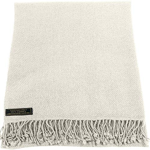 CJ Apparel Ivory Cream Off White 100% Cashmere Shawl Pashmina Scarf Wrap Stole Head Wrap Hand Made in Nepal New2