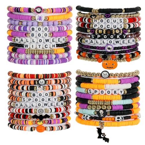 40Pcs Stackable Friendship Bracelets Set, Boho Stretch Bracelets for Women, Elastic Layering Bracelet Bulk for Jewelry Gift Party Favors Supplies