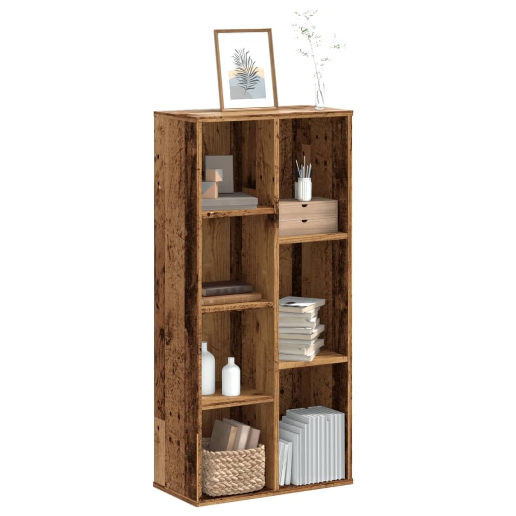 Libreria effetto legno anticato, 50 x 25 x 105 cm, divisorio con 7 scomparti, per soggiorno, ufficio, camera da letto, corridoio