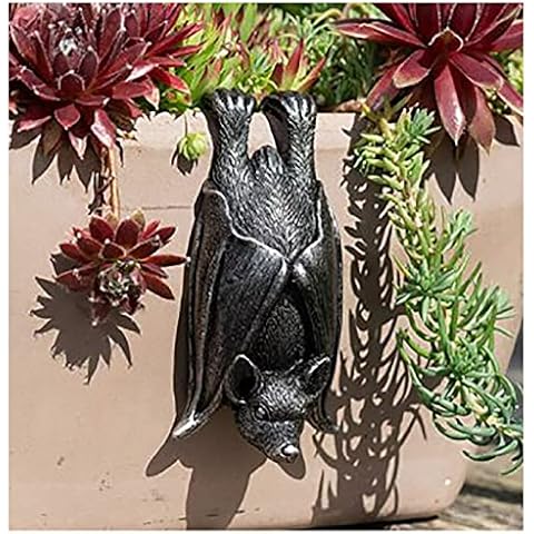 Upside Down Hanging Bat Figure Flower Pot Sculpture , Halloween Creepy Resin Vampire Bat Garden Statue Ornament, Funny Garden Gnome Figures For Outdoor Garden Decoration Cover