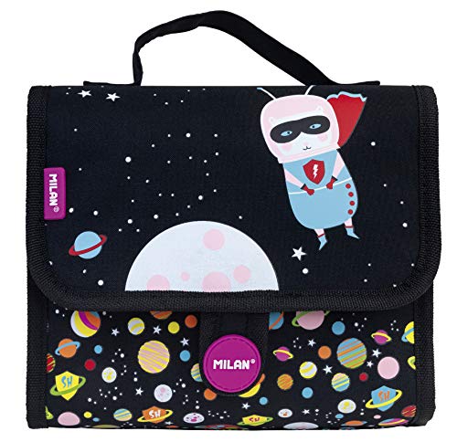 Milan Maletín 2 Estuches con Contenido Super Heroes Space Mochila Infantil  22 cm  Rosa