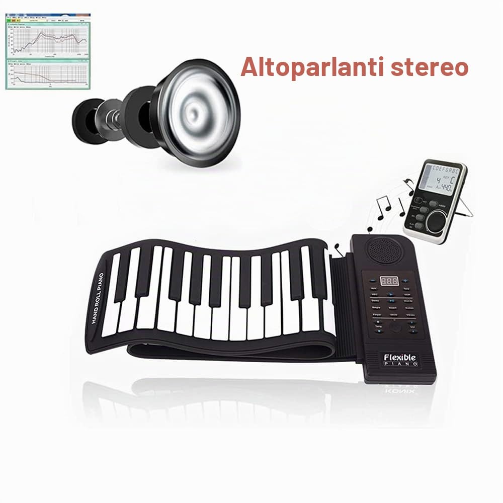 Roll Up Piano, portatile 61 tasti elettronico morbido silicone flessibile pianoforte elettronico digitale tastiera musicale pianoforte per bambini adulti intrattenimento domestico musica pratica