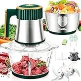 5-In-1 Electric Food Processor with 2 Bowls(2L+2L), Food Chopper with 2 Bi-Level Blades, Mini Vegetable Chopper Meat Grinder kit for Kitchen & Restaurants Electric Chooper for Onion Salad Garlic Fruit