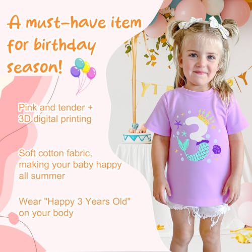 Image of Lovekider Girls Birthday T Shirts Cotton Short Sleeve T-Shirts Tee Party Clothing 3-6 Years