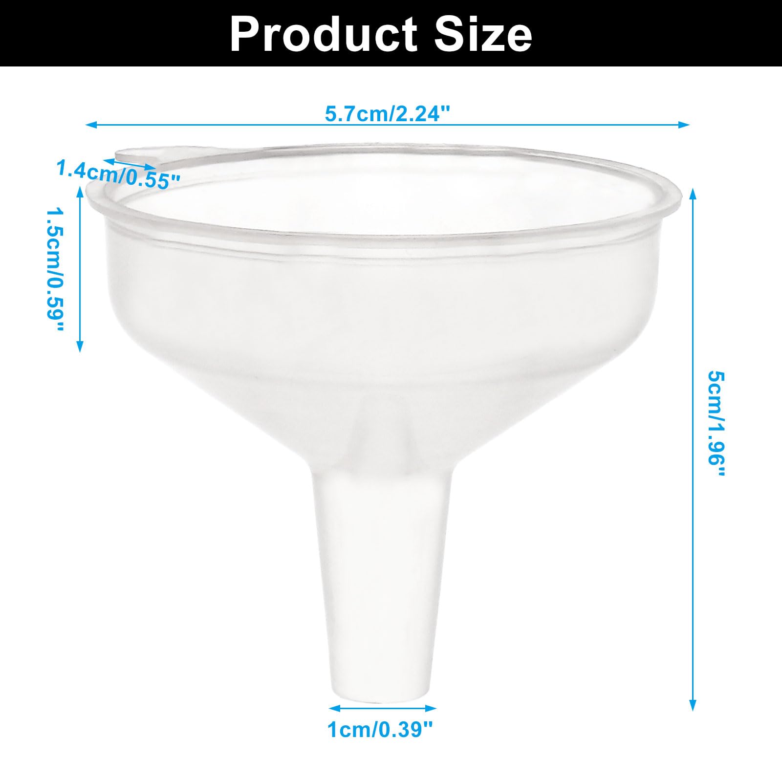 Murtenze 4-Pack Mini Funnel for Kitchen use Filling Bottles, Food Grade Water Bottle Funnel for Lab Bottles, Sand Art, Perfume, Spice, Powder, Essential Oil(2.24 Inch)