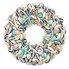 Galt international 18 nautical seashell wreath blue coastal beach floral home decor indoor outdoor real starfish pearl seashells  urban country home decor