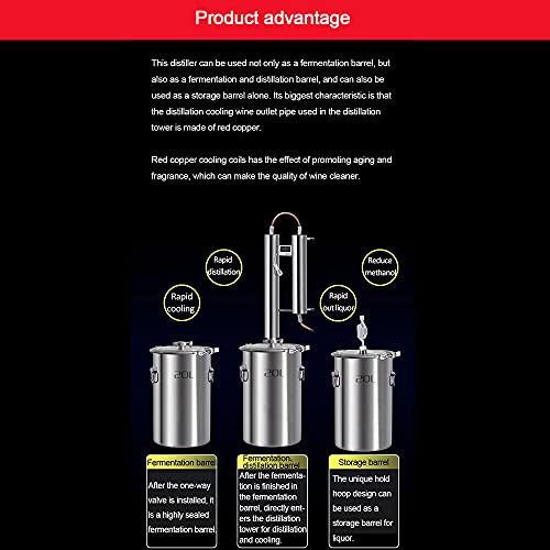 316 Red Copper Double Tower Moonshine Distiller Home Brewing Alcohol Mashine Liquor Brewing Distillation Fermentation Equipment (60L) #TOP2