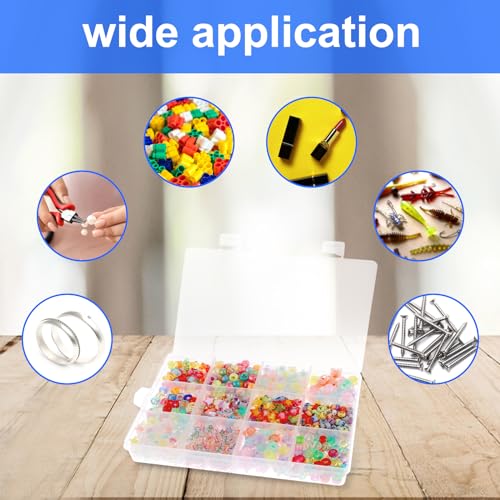 Image of Bead Organizer Box, 1 Pack 12 Grids Plastic Storage Box with 18 Removable Grids Compartments, Small Plastic Jewelry Organizer Box for Beads Jewelry Earring Cosmetics Craft Tackle Pills