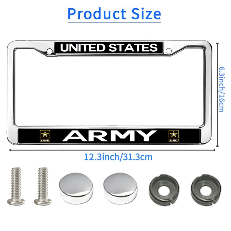 Image of United States Army License Plate Frame for Car Lovers US Veteran Superhero Custom US Army Pride Rust-Proof License Plate Frame