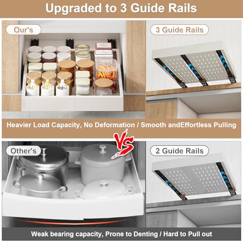 Fokyfok-Pull-out-Cabinet-Organizer14-21W17-24DExpandableAdhesive-No-Drill3-RailsAdjustable-Slide-out-Drawers-for-KitchenPantryRoll-out-Shelvesfor-Cabinets-Without-LipBathroomWhite1PC