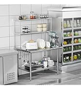 ROVSUN All Stainless Steel Table with Overshelves 48" X 30", NSF Commercial Heavy Duty Pre Table ...