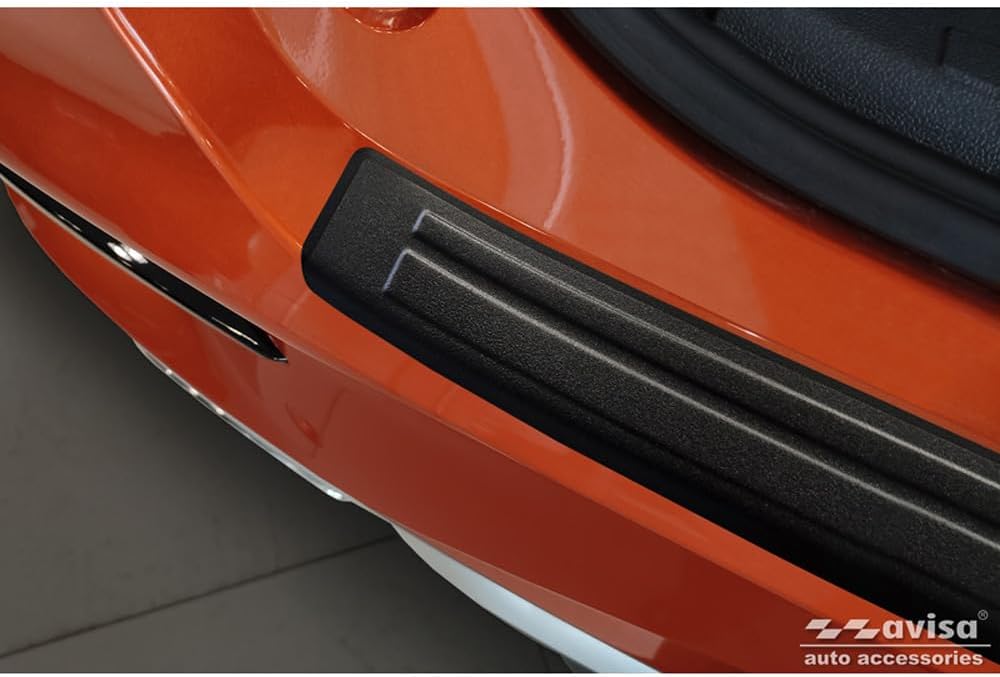 Avisa Matt Black Stainless Steel Rear Bumper Protector Compatible with MG ZS FL 2019- 'Lines'