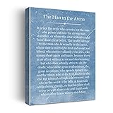 Inspirational Theodore Roosevelt Quote The Man in The Arena Sign Poster Canvas Wall Art Painting Ready to Hang for Home Office Living Room Decor - Theodore Roosevelt Speech Quote Wall Decor Canvas Gifts - Easel & Hanging Hook 12x15 Inch