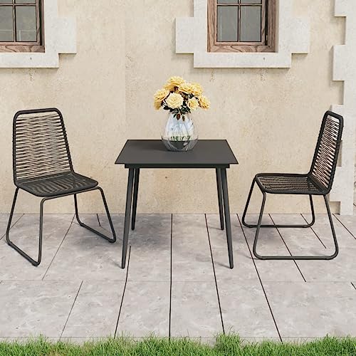 KCCKOM Garden Furniture Set 3 Piece Patio Dining Set PVC Rattan Black