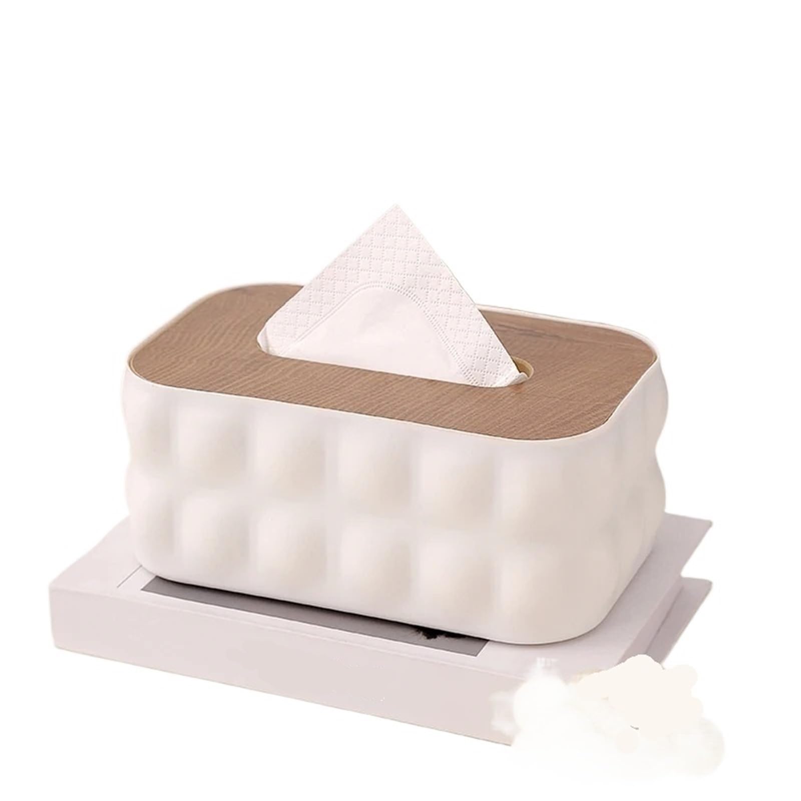Ropicean 2pcs Elegant Large Capacity Tissue Box with Wooden Lid - Stylish Desktop Organizer for Home and Office