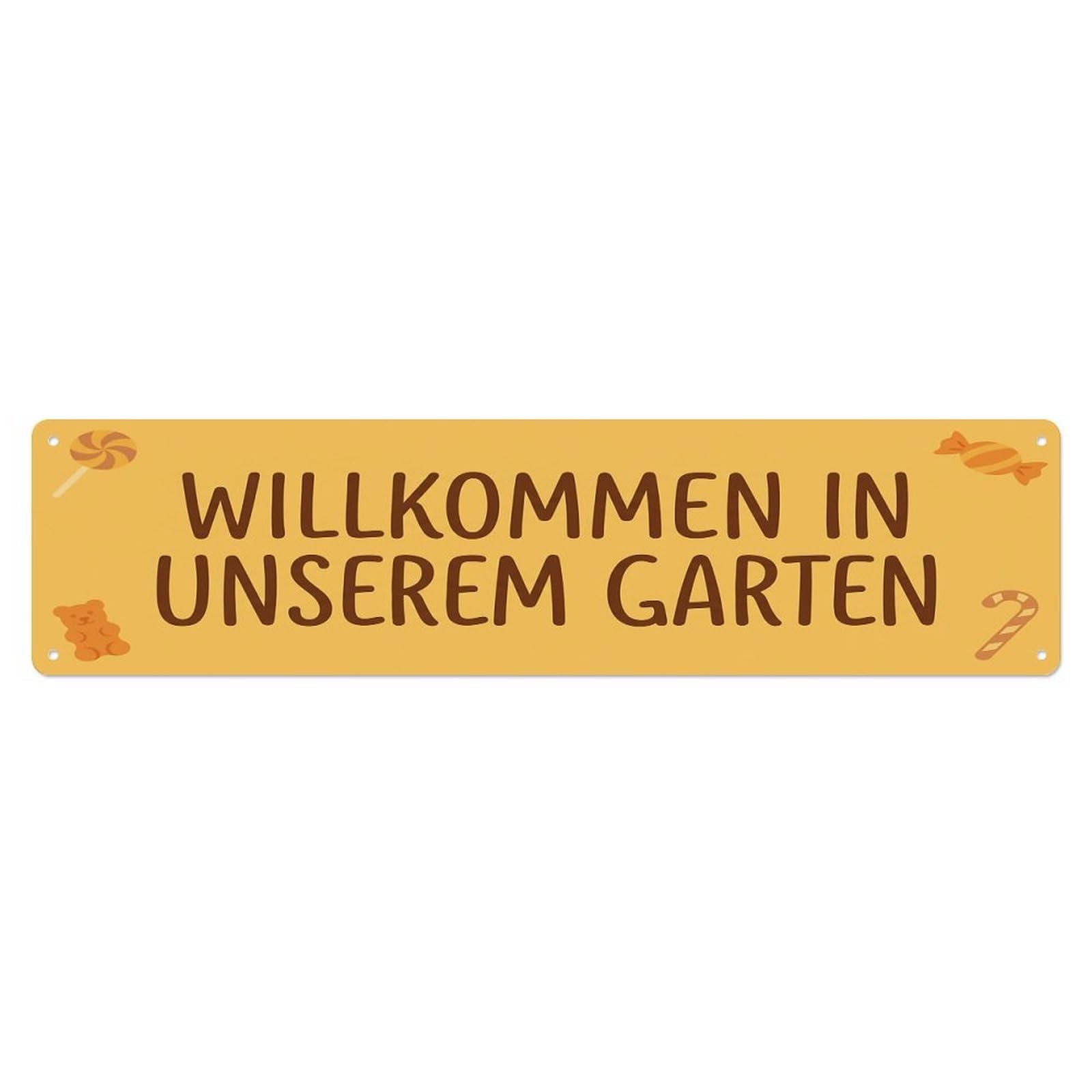 Vintage Welcome to Our Garden Butterscotch Metal Tin Sign