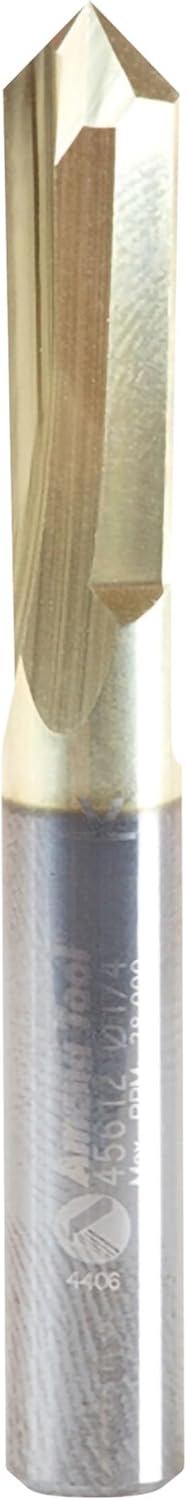 Amana Tool CNC Solid Carbide Zero-Point V-Groove and Engraving Router Bit, ZrN Coated, 45612, 90 Degree, 1/4 Dia x 3/4 CH x 1/4 Inch Shank