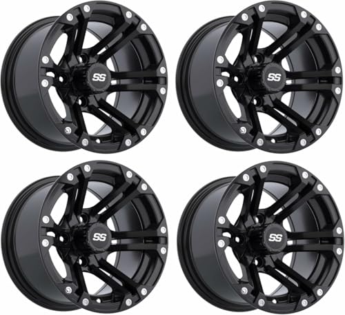 GTW Specter 12 Inch Aluminum Golf Cart Wheel 12x7 | 4-4 Bolt | 3:4 Offset | Set of 4 (Matte Black)