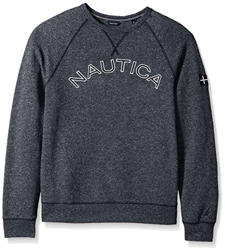 Nautica Men's Long Sleeve Classic Fit Logo Crewneck Sweatshirt, Navy, Medium