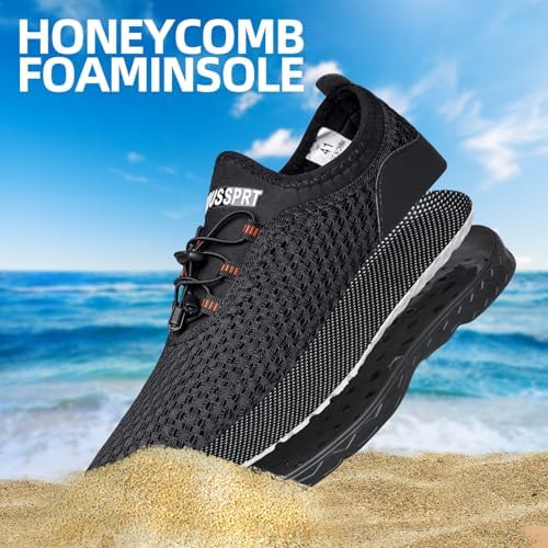 DOUSSPRT Men's Water Shoes Quick Drying Sports Aqua Shoes AllBlack Size 10.5 — view 6