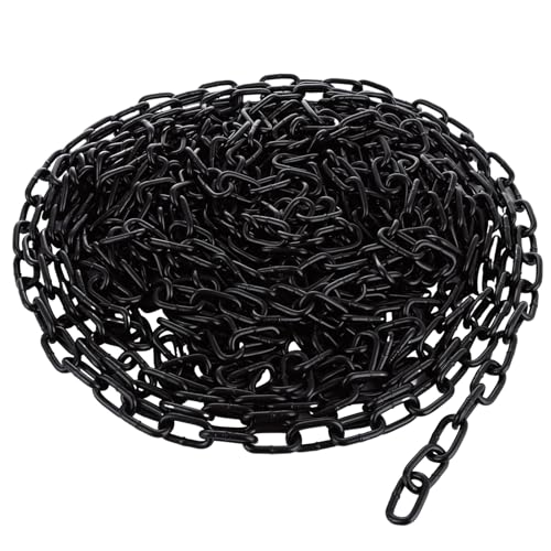 JMIATRY 8 Metres Length 304 Stainless Steel Chain, 5mm Heavy Duty Chain Links, Black Galvanized Steel Welded Link Chains Lift for Fence Gate, Garage Doors, Swing Chains and Bicycle Security Lock