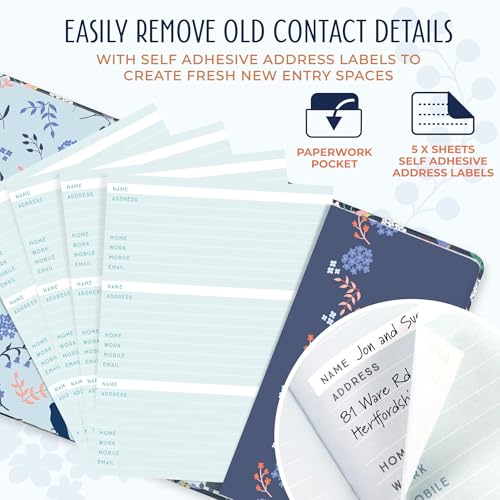 Boxclever Press Large Address Book with 432 Spaces. Address Books with Alphabet Index Hardback, Birthday & Christmas Card Sections, Address Labels & Pocket. Address and Birthday Book - 21.5 x 18.5cm - Image 5