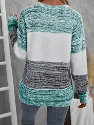Womens Sweaters Colorblock Long Sleeve Sweater Pullover2