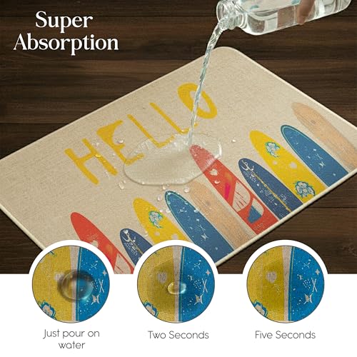 Image of Yellow Weaves 1 Pc Jute Texture Non-Slip Bathmat, Water Absorbent Floor mat, Rugs, Door Mats for Bathroom, Living Room, Bedroom, Entrance, Outdoor, Kitchen, Office (Beige)