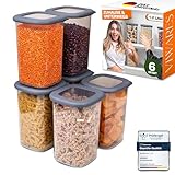 Viwares Juego de 6 recipientes de almacenamiento con tapa, herméticos, sin BPA, para cereales, harina, cocina, práctico organizador de cocina, recipientes para almacenamiento de alimentos