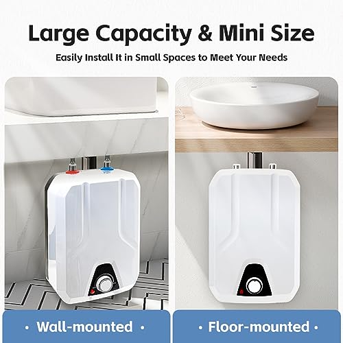 image for Josbuynls Mini Tank Electric Water Heater Under Sink, 110V 1500W Small