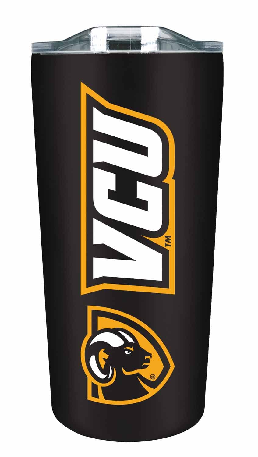 Campus Colors NCAA Stainless Steel Tumbler perfect for Gameday - 18 oz - Double Walled - Keeps Drinks Perfectly Insulated (VCU Rams - Black)