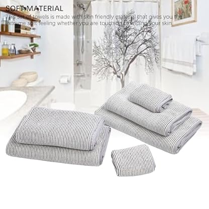 Acouto Handtuch Setbat Handtücher 6pcs Handtuch Set Koralle Fleece Baumwolle Weich – Bild 4