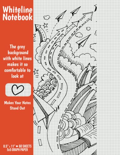 Whiteline Grid Notebook: Large Notebook With White Lines & Graph Ruled Gray Paper For University Students, Collage, School, Offices, Small Business And Startup, 11" x 8.5" 60 Sheets, 90 Grams